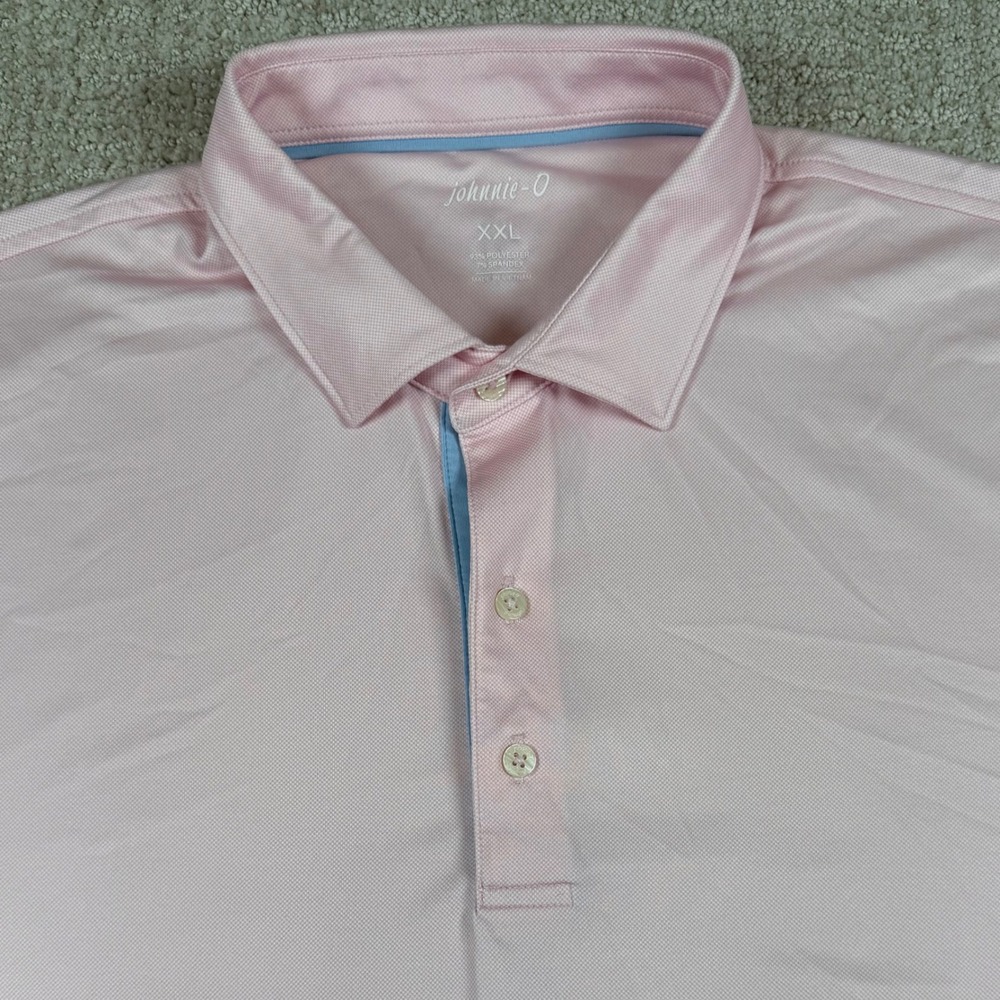 Johnnie-O Mens 2XL Pink Stretch Performance Short Sleeve Golf Polo Shirt